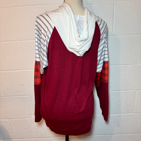 Merry Christmas Red Burgundy Christmas Trees Hoodie - Picture 6 of 9